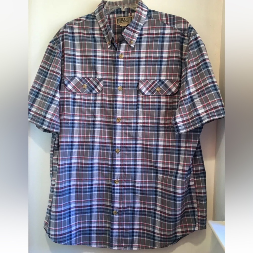 Duluth Trading Mens Size Large Short Sleeve Button Down Shirt